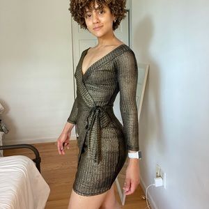 Luxxel metallic mini wrap dress